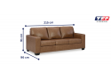 Genuine Leather 3 Seater Sofa in Brown - Orion